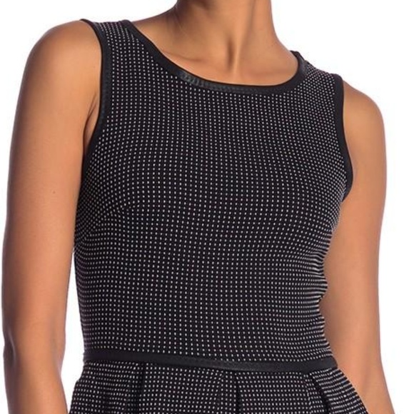 Max Studio Pin Dot Pleated Fit-and-Flare Dress - Picture 3 of 8